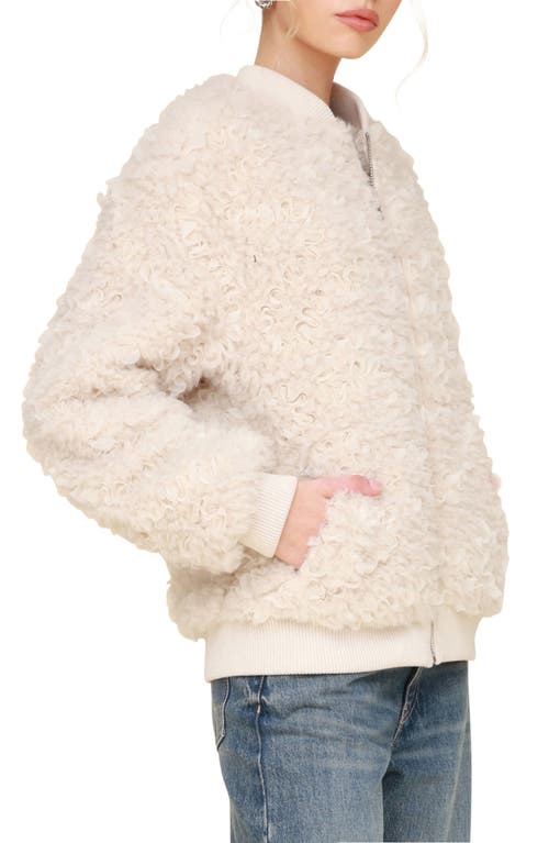 Shop Avec Les Filles Oversize Faux Shearling Bomber Jacket In Cream