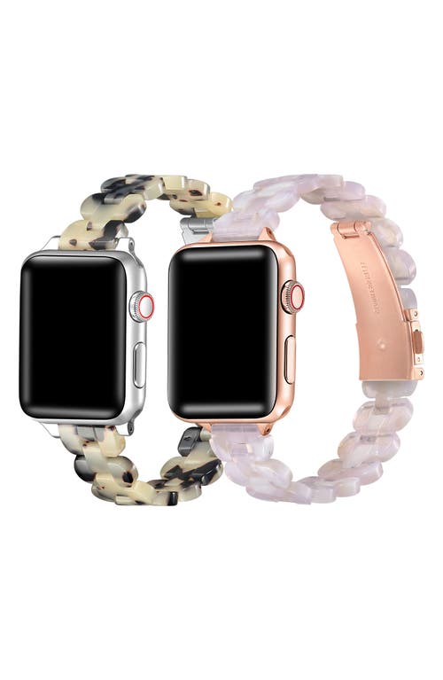 Shop The Posh Tech Assorted 2-pack Resin Apple Watch® Watchbands In Light Natural Tortoise/blush