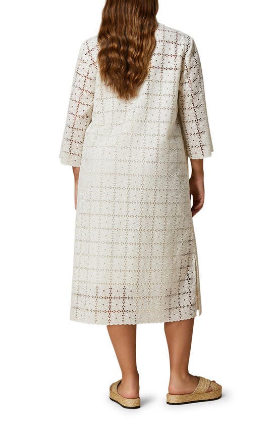 Shop Marina Rinaldi Peana Semisheer Cotton Lace Dress In Ivory