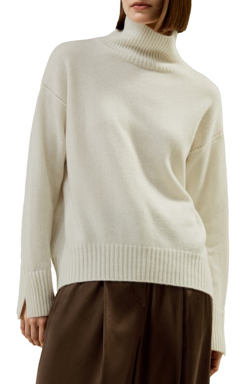 Shop Lilysilk Turtleneck Relaxed-fit Cashmere Sweater In White