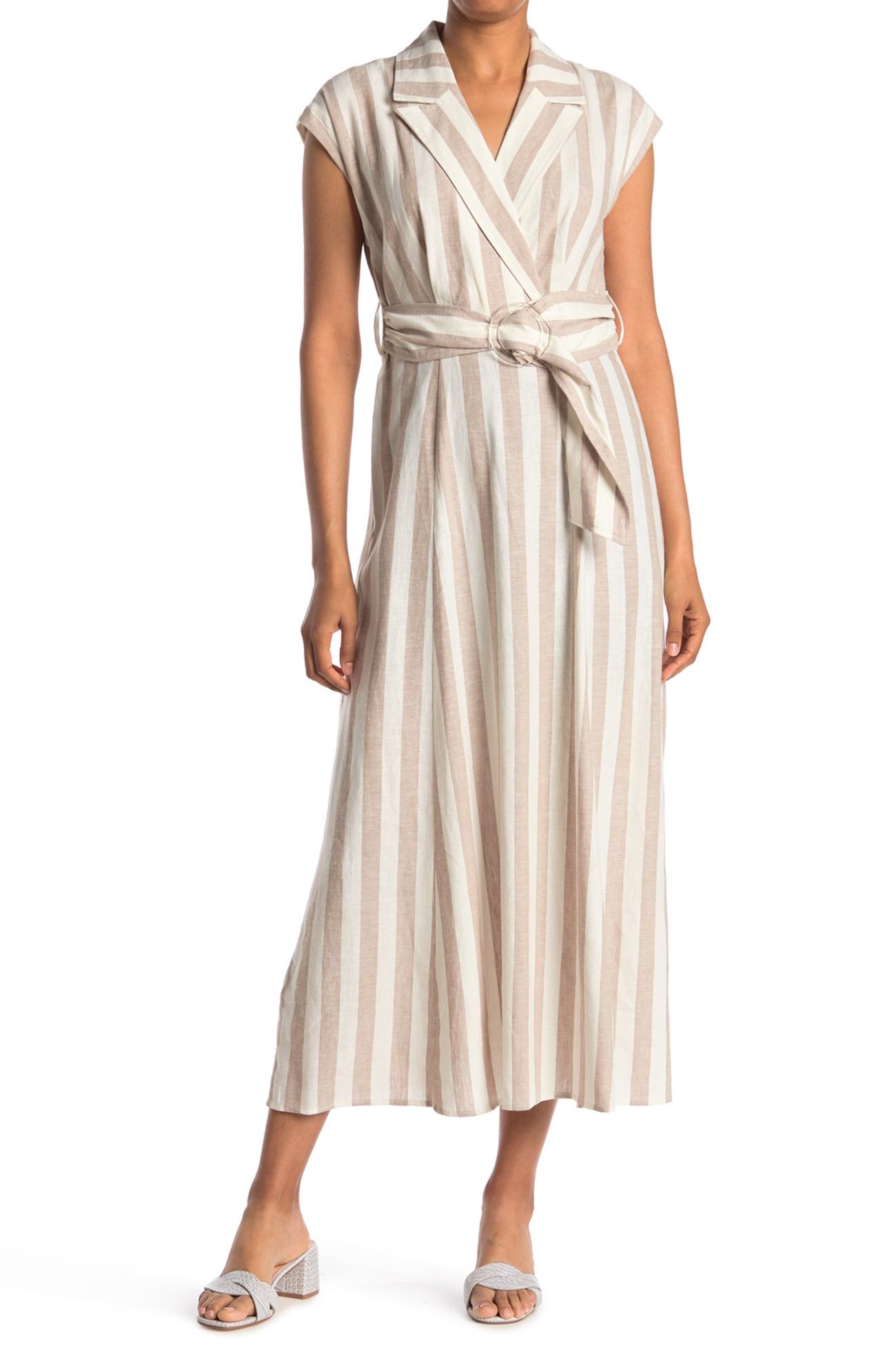 Calvin Klein Striped Linen Surplus Maxi Dress Nordstrom Rack