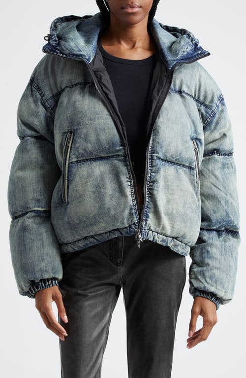 DIESEL® W-Aves Hooded Denim Puffer Jacket 