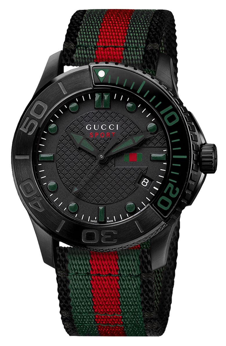 Gucci 'G Timeless' Nylon Strap Watch, 44mm, Main, color, 