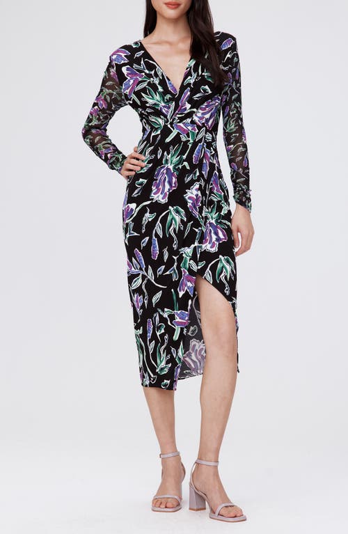 Diane von Furstenberg Vivianne Floral Long Sleeve Midi Dress Tulip Fields Vt Lg/Sm at Nordstrom,