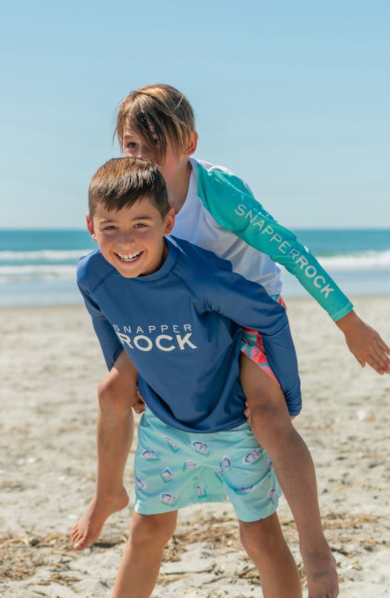 Shop Snapper Rock Kids' Float Your Boat Swim Trunks In Blue