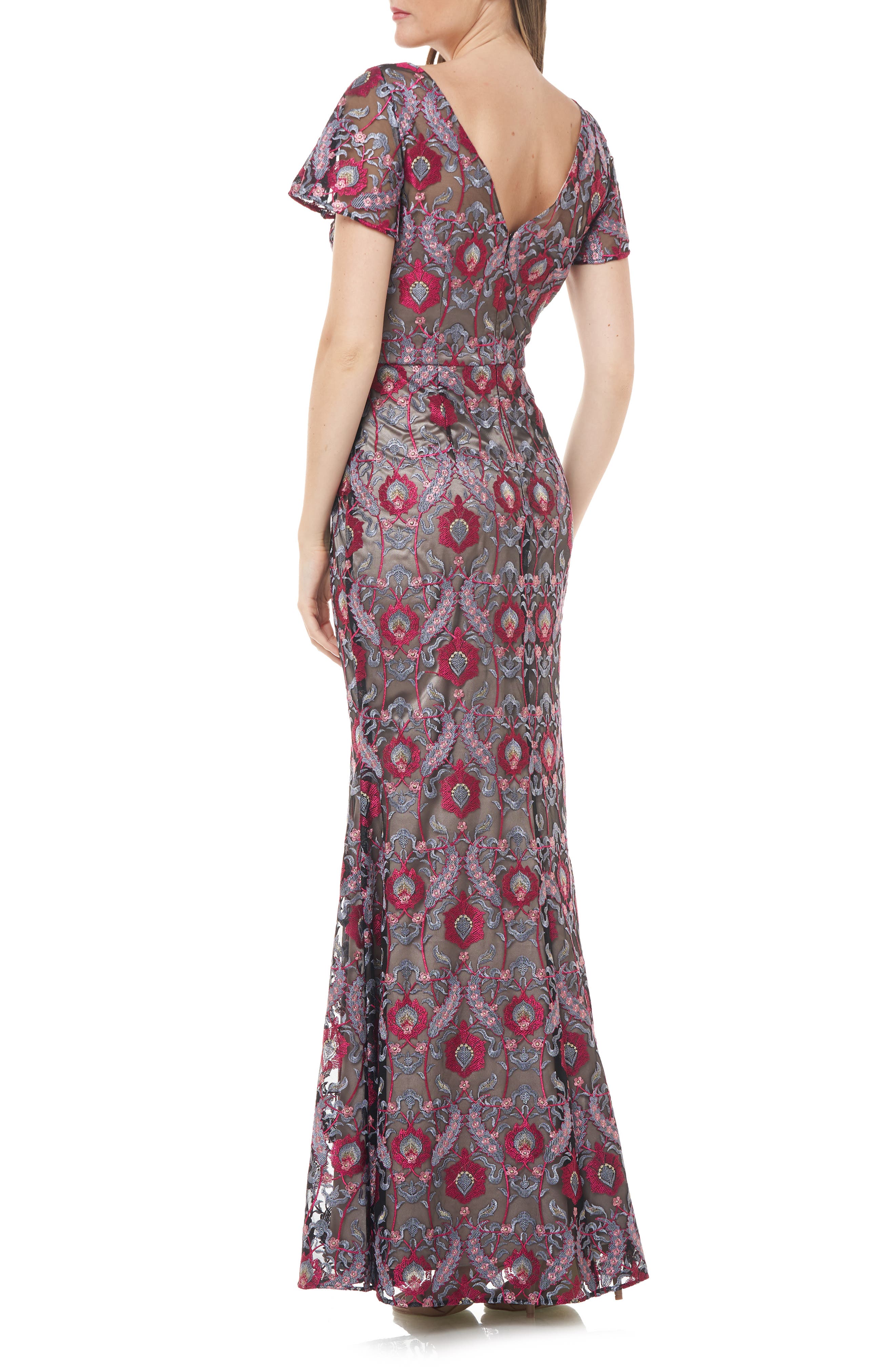 js collection illusion lace evening dress