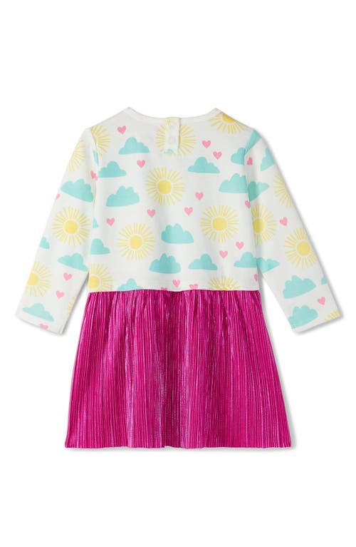 Shop Hatley Happy Skies Mixed Media Sweatshirt Dress In Natural