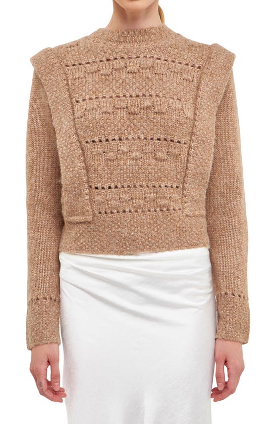 Shop Endless Rose Chunky Knit Sweater In Taupe