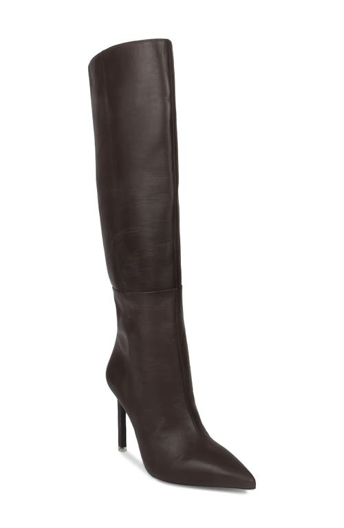 Taylor Croc Embossed Pointed Toe Boot in Mulch Nappa