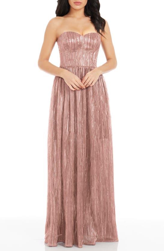 Shop Dress The Population Audrina Strapless Gown In Blush