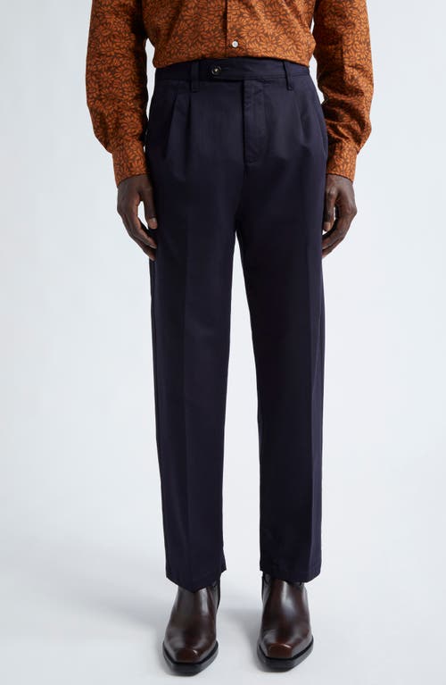 Shop Massimo Alba Strall02 Double Pleat Wool & Cotton Pants In Dark Blue