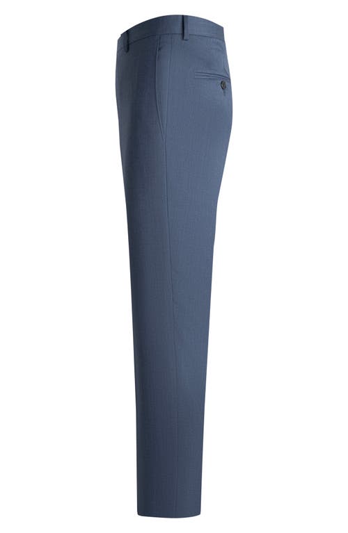Samuelsohn Flat Front Straight Leg Wool Dress Pants In Blue