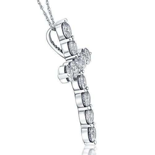 Bliss Diamond 3 Ct Diamond Cross Pendant 14k White Gold Necklace Lab Grown In 14k White Gold
