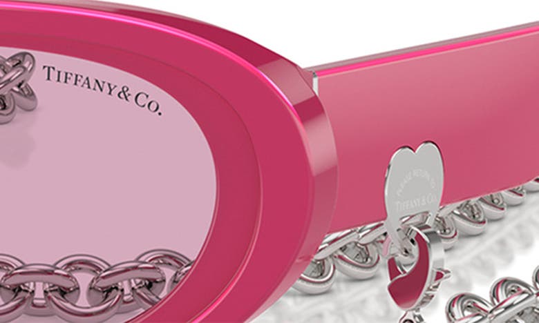 Tiffany & Co 54mm Oval Sunglasses With Chain In Fuchsia / Violet