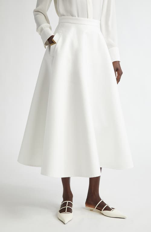 Shop Valentino Garavani V-detail Double Splittable Gabardine Midi Skirt In Bianco