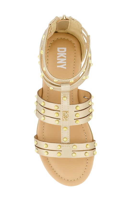 Shop Dkny Kids' Cassie Studded Sandal In Soft Gold