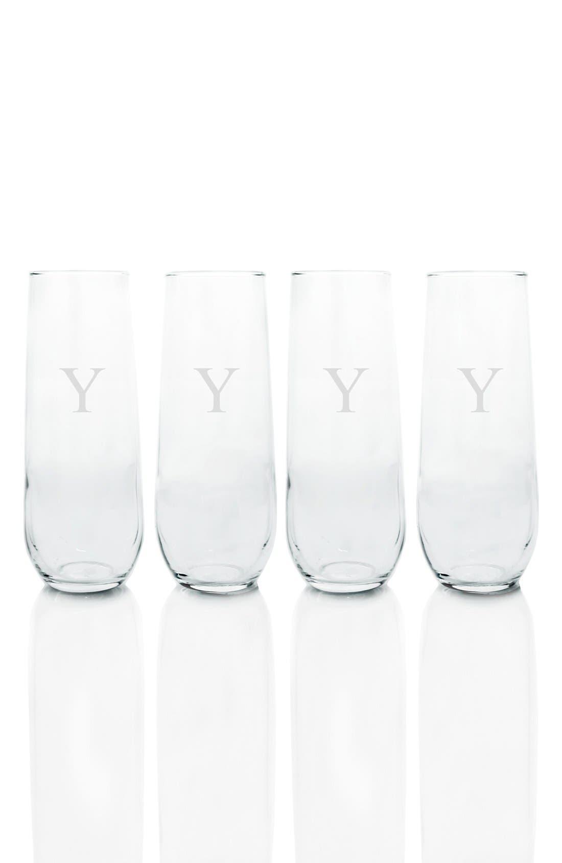 Cathy's Concepts Monogram Stemless Champagne Flutes (Set of 4) Nordstrom