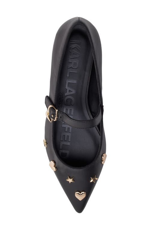 Karl Lagerfeld Paris Veyda Pointed Toe Mary Jane Flat In Black