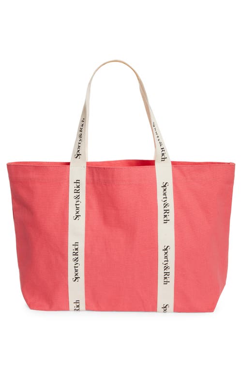 Shop Sporty And Rich Sporty & Rich Vendome Club Embroidered Cotton Tote In Cotton Candy