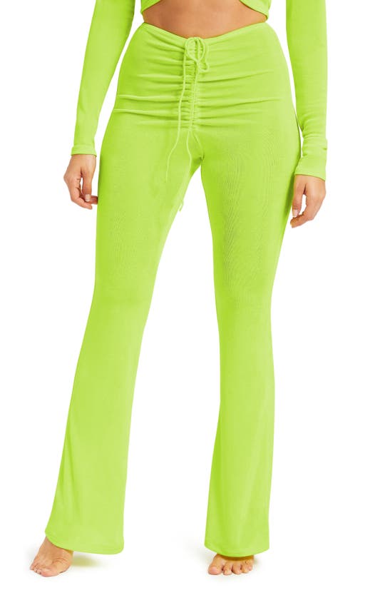 Good American V-neck Ruched Crop Top In Electric Lime002