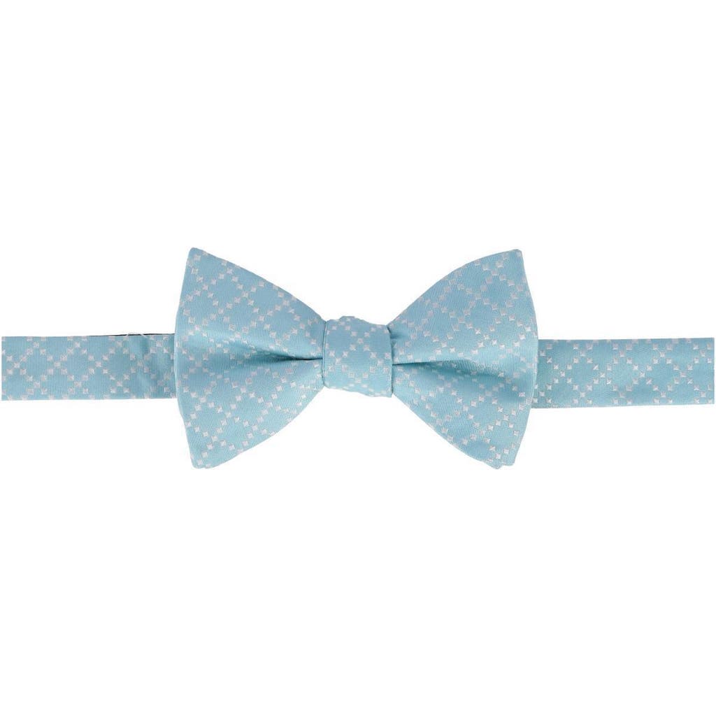 Trafalgar Rowan Geometric Pattern Silk Bow Tie In Light Blue
