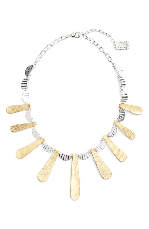 Karine Sultan Hammered Collar Necklace in Silver/gold Mix