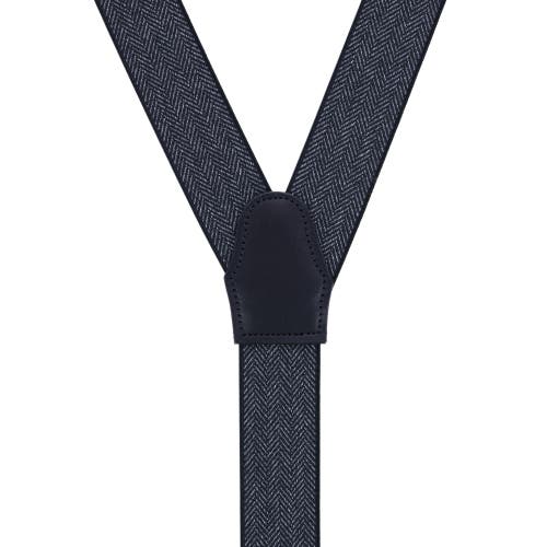 Trafalgar Silas Classic Herringbone Elastic Button End Suspenders In Black