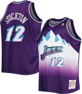 Men's Mitchell & Ness John Stockton Purple/Turquoise Utah Jazz