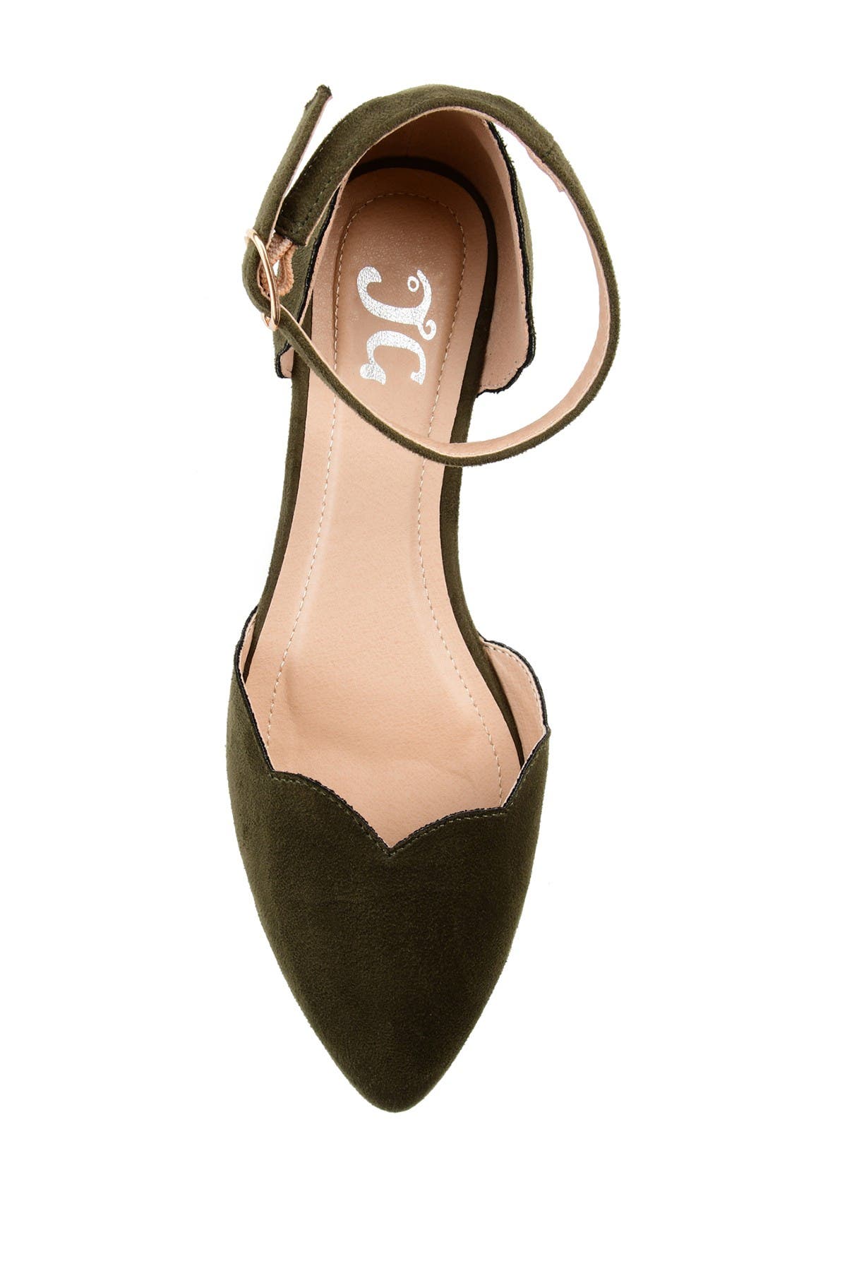 Journee Collection Lana Ankle Strap Flat In Dark Green