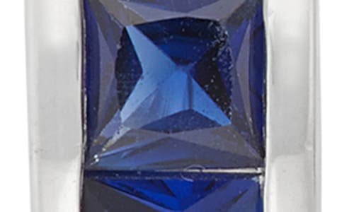 Fzn Lab-created Stone Row Huggie Hoop Earrings In Sapphire