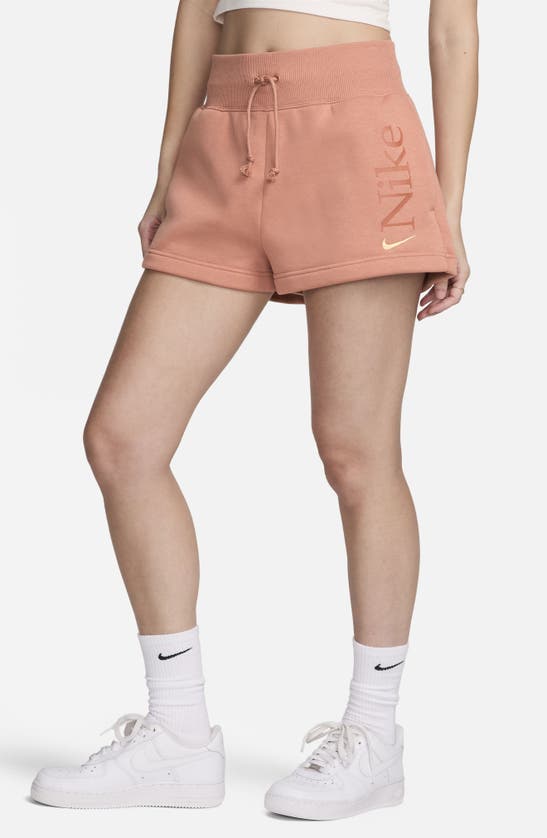 Shop Nike Phoenix Fleece Shorts In Terra Blush/burnt Sunrise