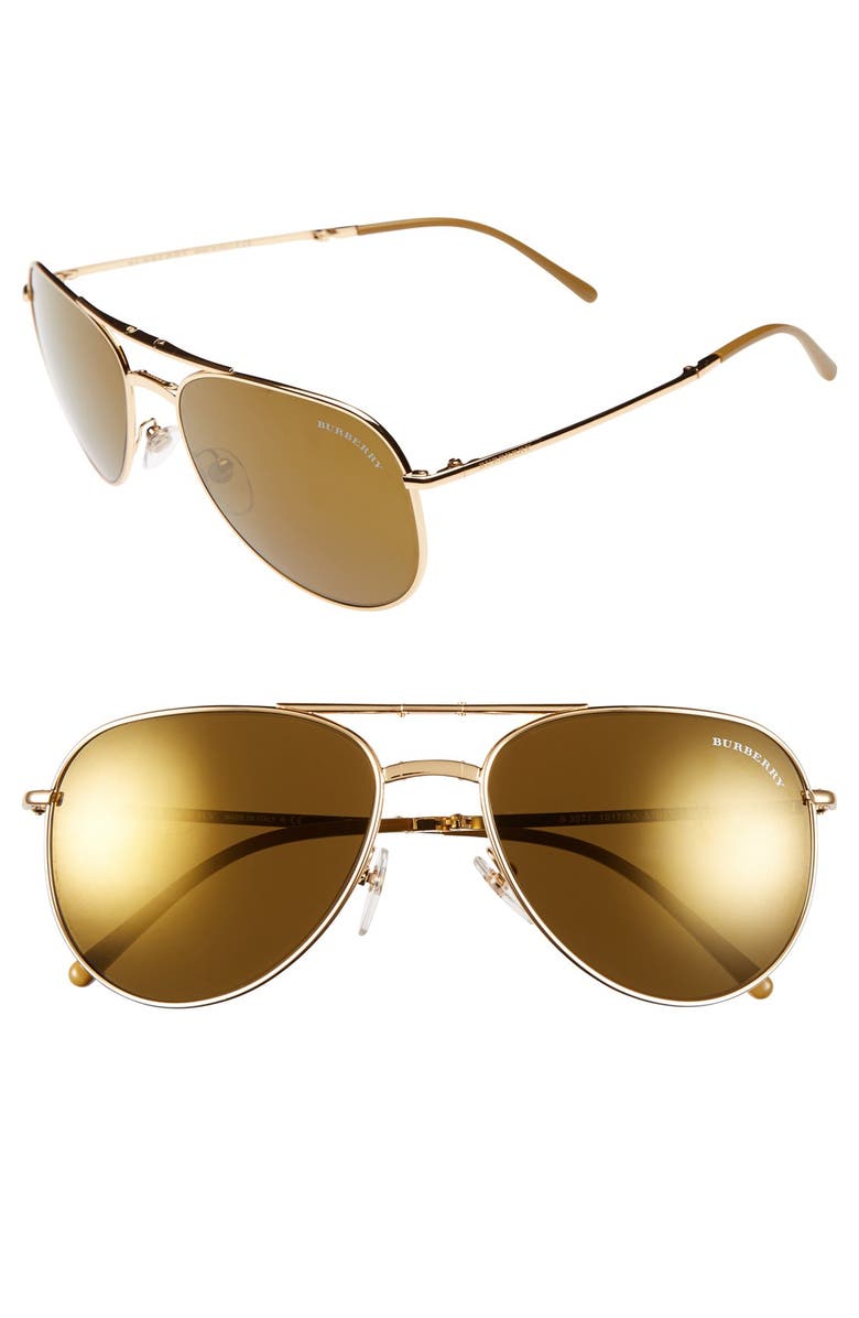 burberry 57mm aviator sunglasses