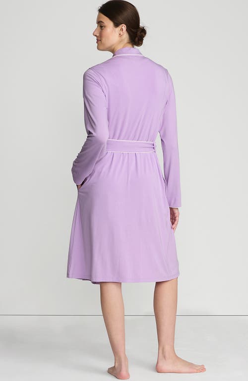 Shop Lands' End Plus Size Cooling Robe With Piping In Blushed Lilac