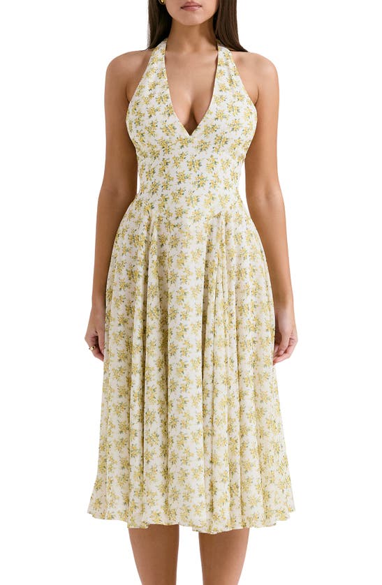 HOUSE OF CB HOUSE OF CB SOLADA FLORAL HALTER MIDI SUNDRESS