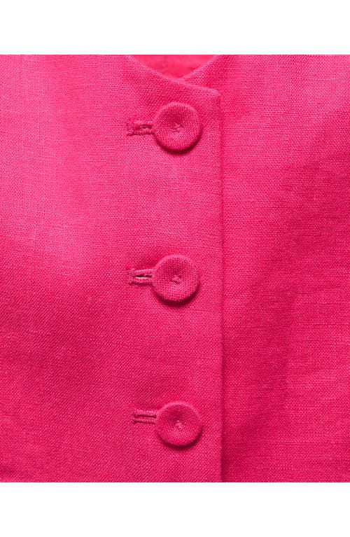 Shop Mango Linen Suit Vest In Fuchsia