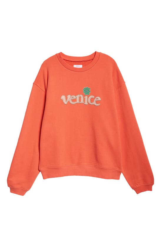 Shop Erl Venice Appliqué Cotton Sweatshirt In Red