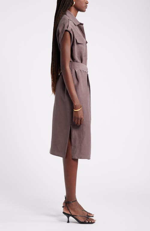 Shop Nordstrom Belted Utility Shirtdress In Grey Plum