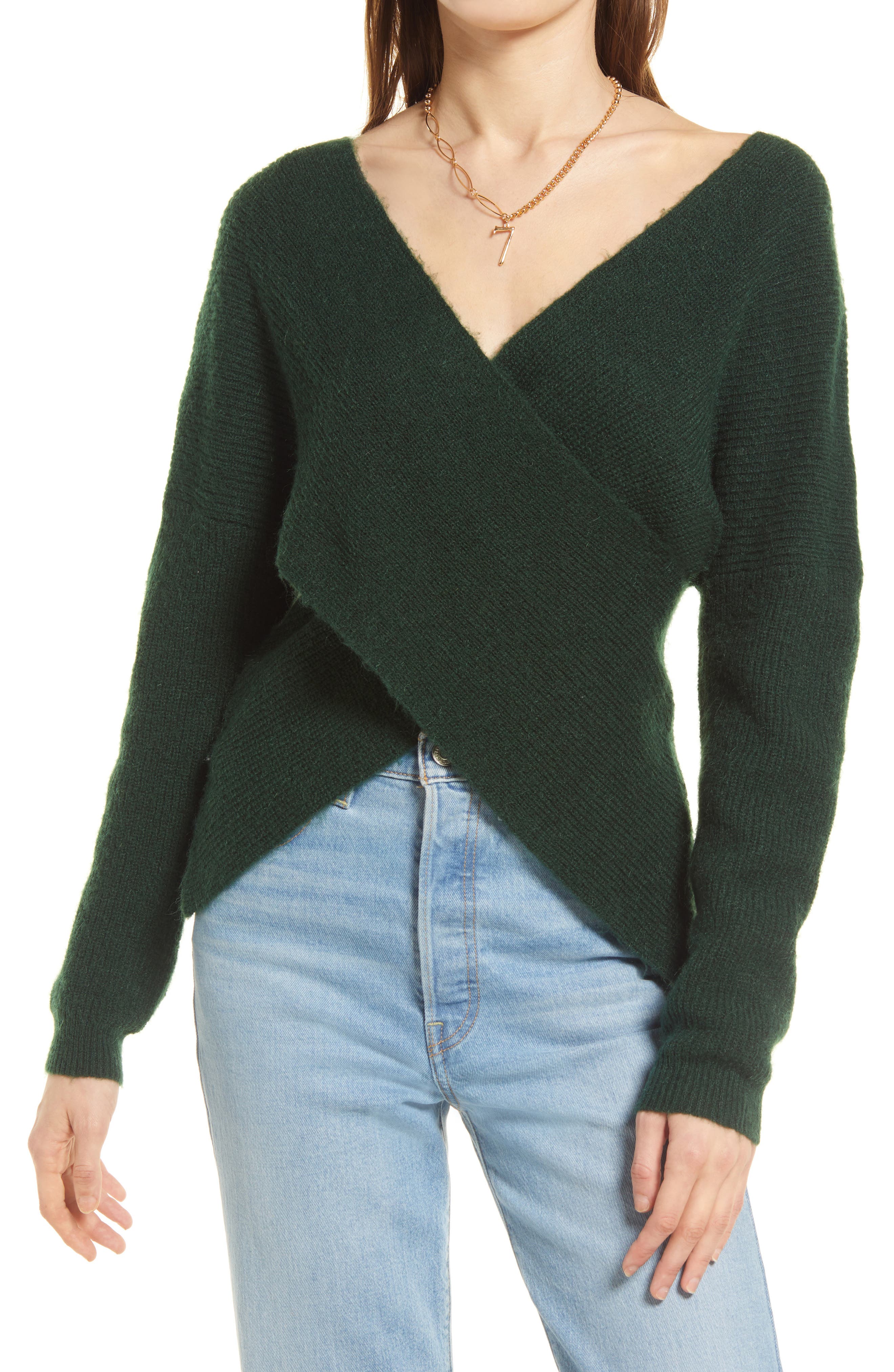 Open Edit Wrap Sweater In Green Park 