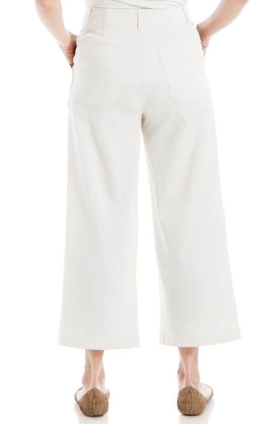 Max Studio Wide Leg Crop Cotton Piqué Pants In Ecru