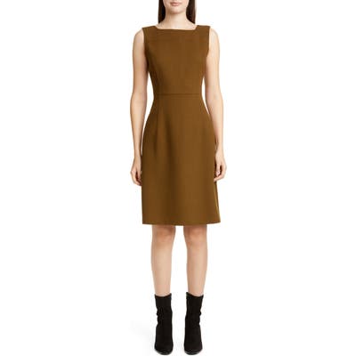 Lafayette 148 New York Jojo Wool Crepe Sheath Dress, Brown