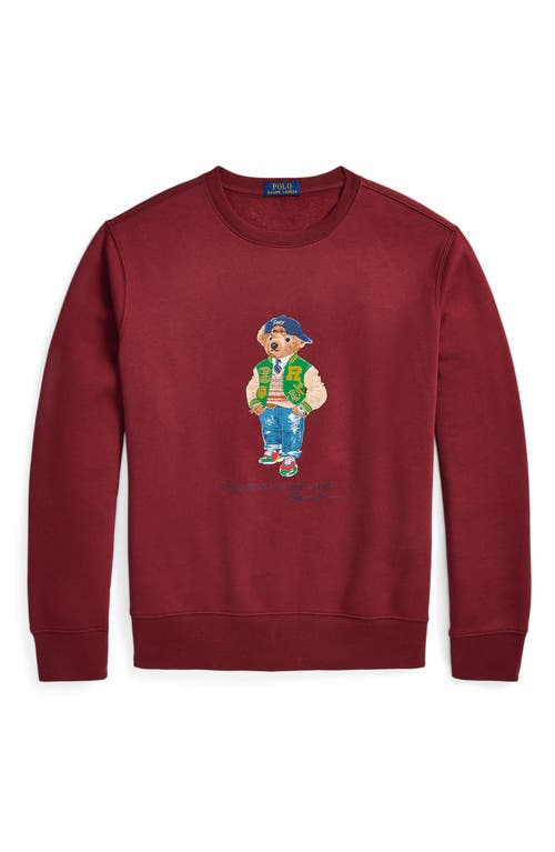 Shop Polo Ralph Lauren Polo Bear Fleece Crewneck Sweatshirt In Red Carpet Bear