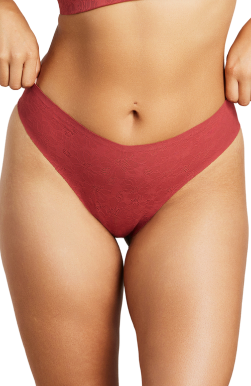 Shop Siella Soft Lace Thong In Rosewood