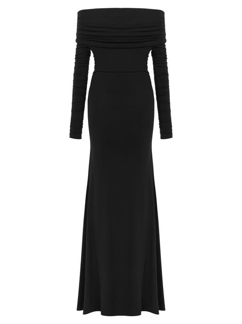 Shop Nocturne Off-the-shoulder Maxi Dress In Black