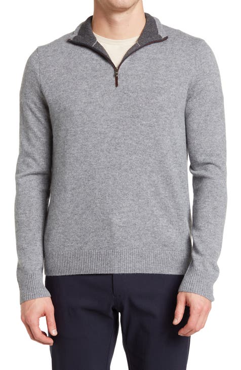 Cashmere Quarter Zip Pullover w/ Piping