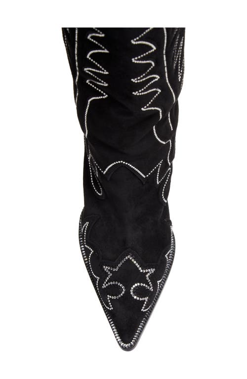 Shop Christian Louboutin Santia Crystal Beaded Knee High Western Boot In Black/bk Luc