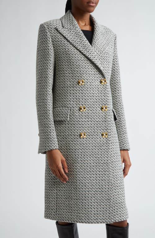 Shop St John St. John Collection Double Breasted Wool Blend Tweed Coat In Black/chalk Multi