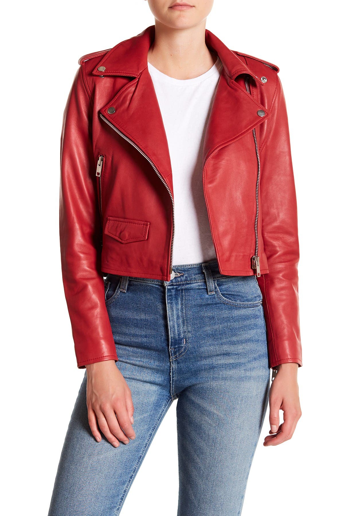 Walter Baker Liz Leather Crop Moto Jacket Nordstrom Rack