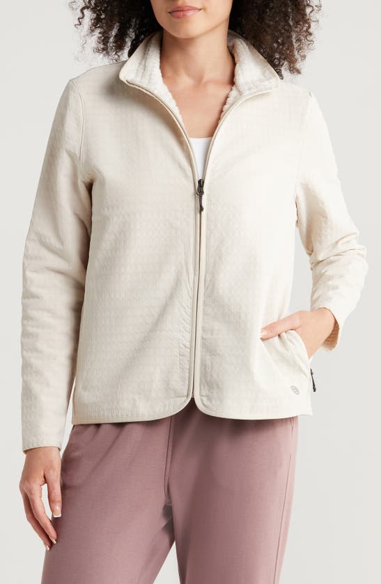 Shop Free Fly Grid Bonded Fleece Zip Jacket In Stone