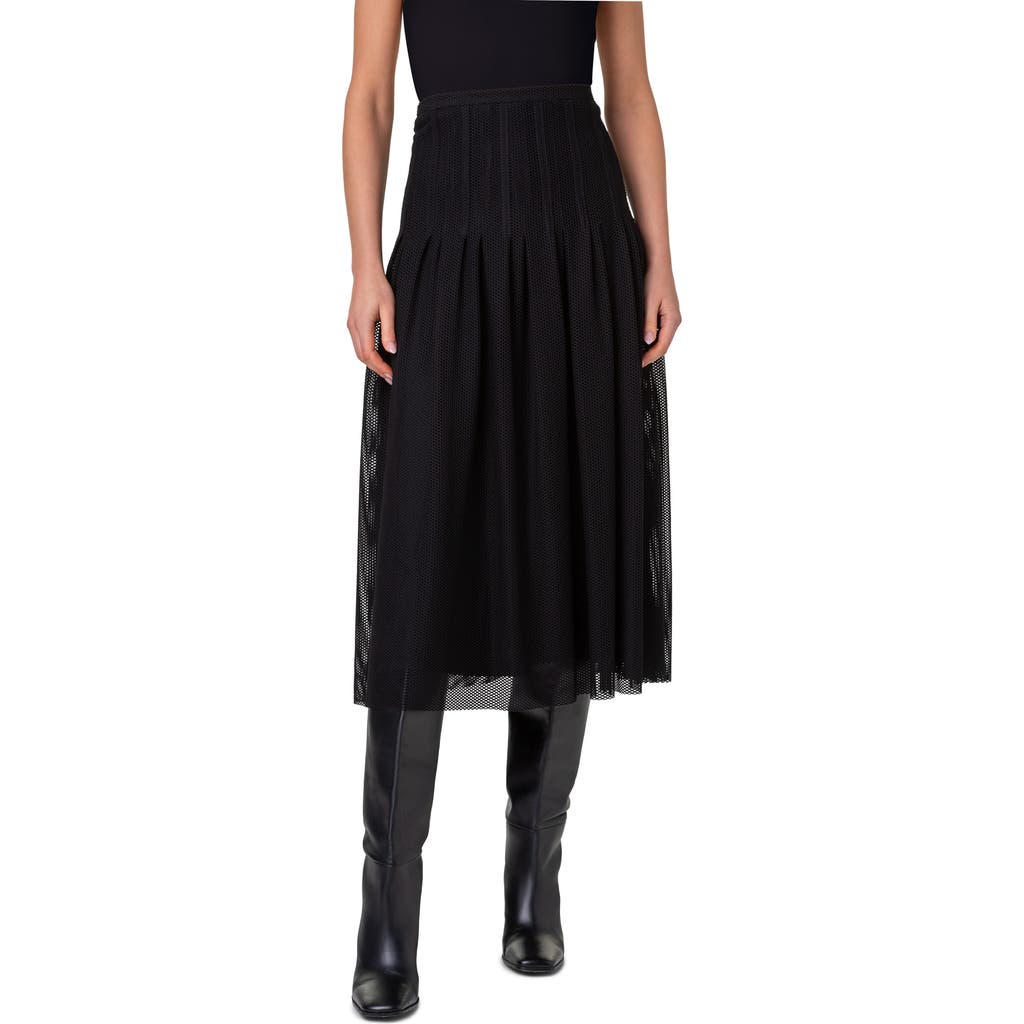 Akris Punto Flared Merino Wool Rib Midi Skirt In Black