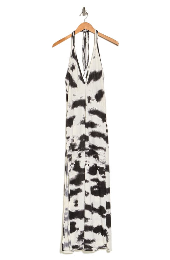 Shop Go Couture Plunge Halter Neck Maxi Dress In Ivory